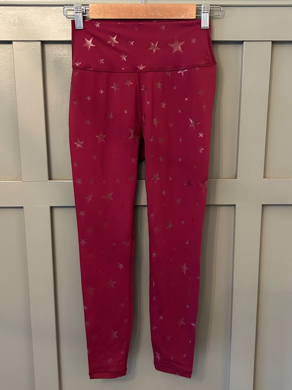 Anthropologie All Fenix Star Print Leggings High Rise Red Size Medium New NWT